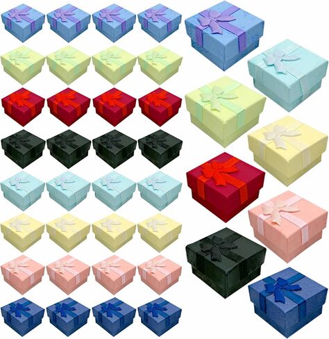 35Pcs 7.9 x 1.6 In Cardboard Gift Boxes with Bowknot Assortment Set, 7 Color Empty Package Box with Lids for Necklaces Bracelets Displaying Weddings Birthdays Anniversaries in Saudi Arabia