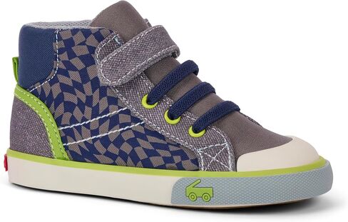 See Kai Run - Dane High Top Sneaker for Kids, Gray/Checkered, 7 in Saudi Arabia