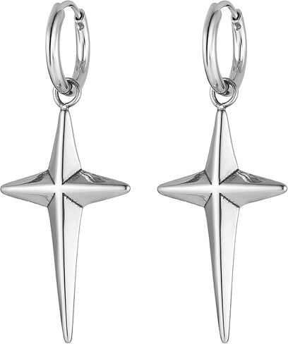 HZMAN Cross Star Hoop Earrings for Men Women Stainless Steel Hypoallergenic Lightweight Personalized Drop Dangle Earrings in Saudi Arabia