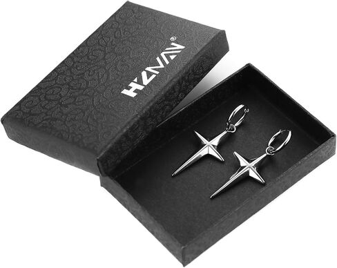 HZMAN Cross Star Hoop Earrings for Men Women Stainless Steel Hypoallergenic Lightweight Personalized Drop Dangle Earrings in Saudi Arabia