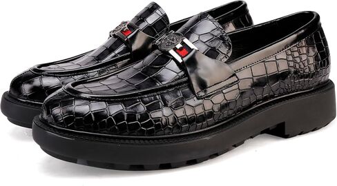 حذاء رجالي من الجلد من Penny Loafer بنعل سميك بدون كعب للقيادة مع إبزيم، حذاء رسمي لحفلات الزفاف والحفلات للرجال in Saudi Arabia