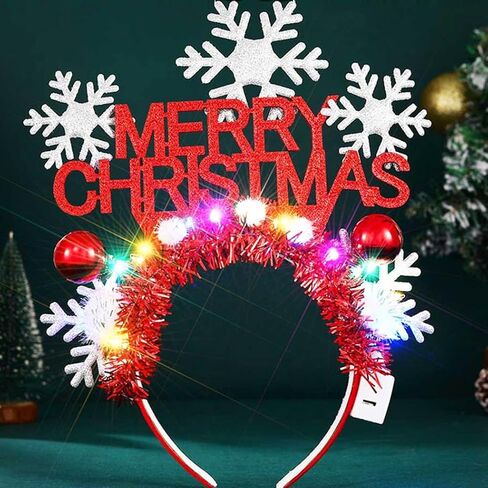 GORTIN Christmas Headband Light up Snowflake Headpiece Christmas Holiday Costume Hair Accessories for Women in Saudi Arabia