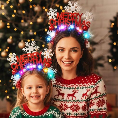 GORTIN Christmas Headband Light up Snowflake Headpiece Christmas Holiday Costume Hair Accessories for Women in Saudi Arabia