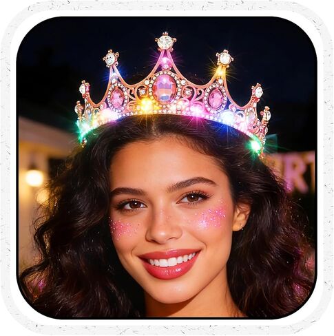 Urieo Light up Crown LED Rhinestone Tiara Birthday Hair Accessories for Women in Saudi Arabia