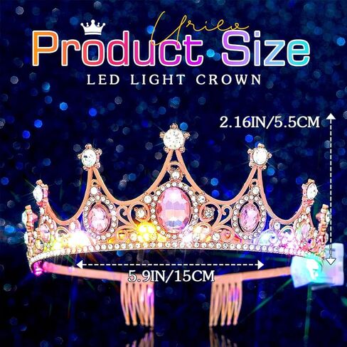 Urieo Light up Crown LED Rhinestone Tiara Birthday Hair Accessories for Women in Saudi Arabia