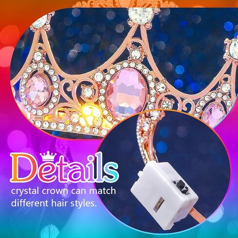Urieo Light up Crown LED Rhinestone Tiara Birthday Hair Accessories for Women in Saudi Arabia