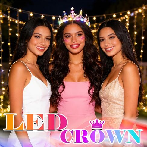 Urieo Light up Crown LED Rhinestone Tiara Birthday Hair Accessories for Women in Saudi Arabia