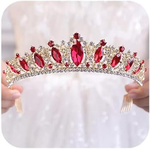 Wekicici Crystal Tiara with Comb Wedding Blue Crown Princess Queen Headband for Brides Hair Accessories for Women Halloween Birthday Costume Party Pageant in Saudi Arabia