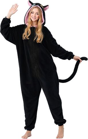 Pigmiss Unisex Adult Cat Onesie Pajamas Animal Cartoon Jumpsuit Halloween Christmas Cosplay Costume Sleepwear for men Women in Saudi Arabia