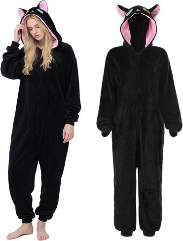 Pigmiss Unisex Adult Cat Onesie Pajamas Animal Cartoon Jumpsuit Halloween Christmas Cosplay Costume Sleepwear for men Women in Saudi Arabia