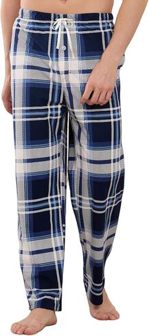 بنطال بيجامة منقوش ناعم للرجال من Vulcanodon، جزء سفلي من الصوف خفيف الوزن للنوم مع جيوب وأزرار in Kuwait