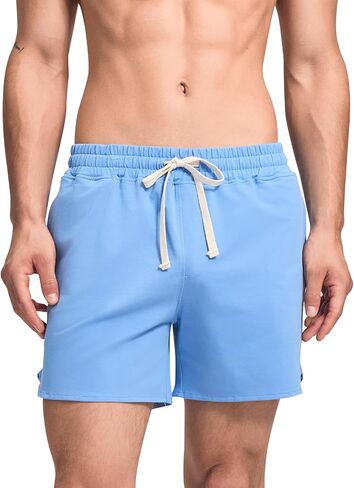 HEAVYWOOD Cotton Short Mens 5 Inch Pajamas Bottom Lounge Sleep Shorts Elastic Waist Lightweight Sleepwear with Pocket in Saudi Arabia