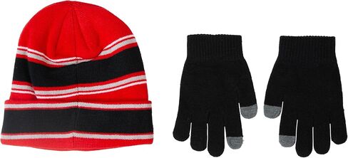 Nike Big Kids Stripe Beanie & Gloves 2-Piece Set - Black/Red - One Size Fits All (8-20) in Saudi Arabia