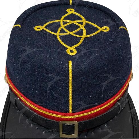 American Civil War CS Officer 1st Lieutenant Kepi Navy Blue Wool Red Band – ACW Reproduction Hat/Cap in Saudi Arabia