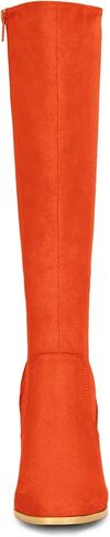 Allegra K Women's Side Zipper Chunky Heel Knee High Orange Boots 7.5 M US - in Saudi Arabia