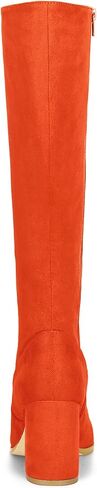 Allegra K Women's Side Zipper Chunky Heel Knee High Orange Boots 7.5 M US - in Saudi Arabia