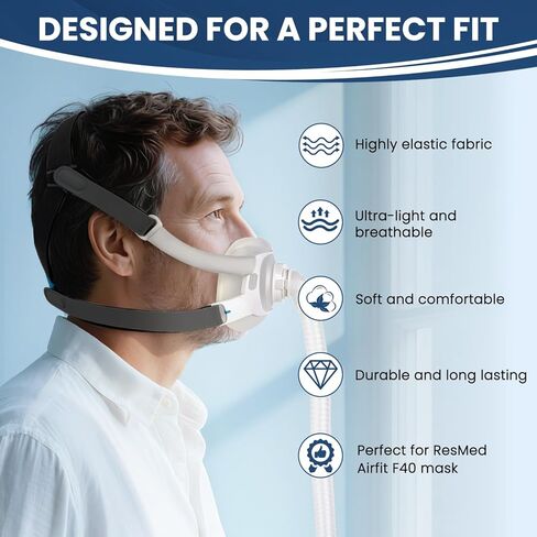 Replacement F40 Headgear Compatible with AirFit F40 Mask, Soft Adjustable F40 Headgear Strap with 2pcs Magnetic Clips in Saudi Arabia
