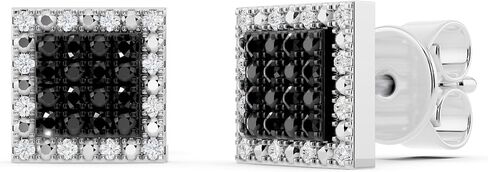 مجموعة Dazzlingrock أقراط مرصعة بألماس أبيض وأسود 0.15 قيراط مربعة الشكل للجنسين من الفضة الإسترليني عيار 925 in Kuwait