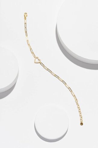 Amazon Essentials مكعب زركونيا هندسي مفتوح القلب سلسلة ربط سلسلة من الفضة الاسترليني، 6.75 بوصة + 1.25 بوصة موسع in Kuwait