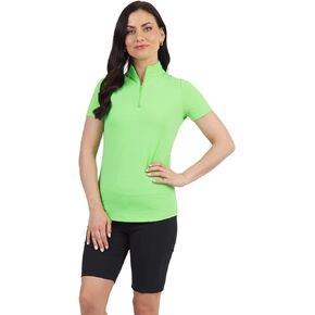 IBKUL Women's Sun Protective UPF 50+ Cooling Short Sleeve Mock Neck - 87000 Lime Solid L
