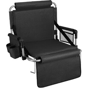 EverCor Stadium Bleacher Seat with Backrest and Armrest-Premium Staduim Seating for Bleachers:Cushioned Padded Foldable with Pockets and Cup Holder