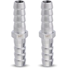MAACFLOW Stainless Steel 1/4" Hose ID Barb Fitting Splicer Repair Union Mender (Barb OD 0.29") (Pack of 2)