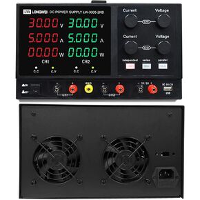 LWLONGWEI DC Power Supply Variable,4 Channels 60V 5A 2 * 300W Adjustable Switching Regulated DC Bench Power Supply with 4-Digits LED Power Display 5V/2A USB/DC Output Black