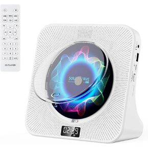 Qoosea CD Player Bluetooth CD Player with Speakers Desktop CD Players for Home with LED Screen AUX Port FM Radio USB Port IR Remote Control
