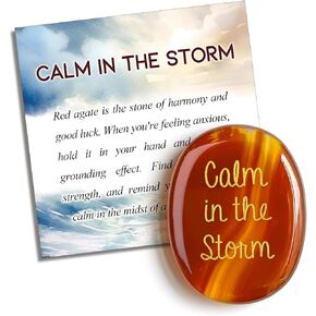 SOLICIEL Agate Healing Crystal Calm in The Storm, Inspirational Gifts Anxiety Relief Item Sobriety Gifts Encouragement Gift Thinking of You Gifts for Women Men