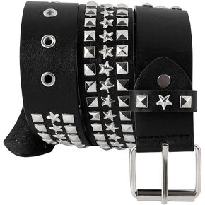 Manfnee Studded Belt Metal Punk Rock Rivet Belts Leather Gothic Belt for Jeans Pants Hip Hop Style