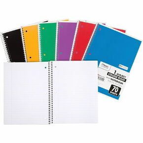 Mead Spiral Notebooks, 1 Subject, College Ruled, 70 Sheets, Assorted Colors, Color Selected For You May Vary, 1 Count (05512)