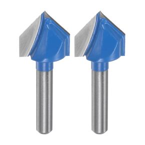 HARFINGTON 2pcs Router Bits 3/4" Dia 1/4" Shank 90 Degree V Type End Mill Carbide for Woodworking Carpentry Engraving Edge Trimmer Cutter Tools