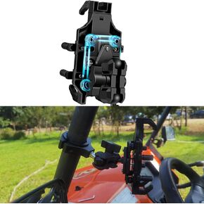 UTV Phone Mount with Shock-Absorbing Cushion Module, Suitable for 1.5-2-in Roll Bar. The UTV Phone Holder Allows for a 720° Rotation at Any Angle,Can Be Easily Installed and Removed with One Hand.