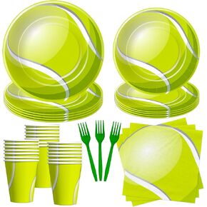 Tennis Birthday Plates And Napkins Party Supplies - Tennis Party Decorations Tableware, Paper Plate, Cup, Napkin, Disposable Fork, Sports Tennis Ball Birthday Table Decorations | Serve 24