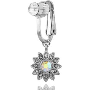 CSIYANJRY99 Clip on Belly Button Rings for Women Fake Belly Button Piercing Rings Cubic Zirconia Butterfly Pearl Sun Moon Star Dangling Belly Rings Fake Navel Ring