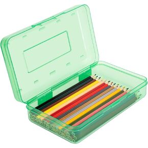 DANRONG Large Capacity Colored Pencil Case, Pencil Box, Plastic Pencil Boxes for Kids Adults Girls Boys, Hard Crayon Box Storage with Snap-tight Lid for School office Supplies (Clear Purple)