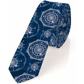 Yakuna Compass Men's Neckties Wind Rose Map Rope Knot Nautical Retro Men's Tie for Mens Teens Business Work Casual Wedding Party