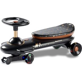 N1 Wiggle Car for Kids-Swing Car, Ride-on Toy with LED Flashing Wheels No Batteries, Uses Twist,Turn, Wiggle Movement to Steer, Ride-on Toy for Boys Girls (Midnight Black Star Cruiser)