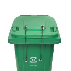 TonGass (4-Pack, Black Garbage Trash Can Locks with Wire Ropes Stainless Steel Hasps Garbage Can Lid Lock for Squirrel Bear Proof Universal Trash Can Locks for Various Trash Bins Locks for Animals