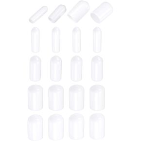 DMiotech 40 Pack 1/8" 1/4" 3/8" 1/2" ID White Screw Thread Protectors Rubber End Caps Bolt Covers for Screw Bolt Furniture Pipe