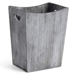 ETELI Wood Waste Basket Small Trash Can for Office Rectangular Trash Can Decorative with 2 Handles for Bathroom Bedroom Kitchen Hotel (Brown)