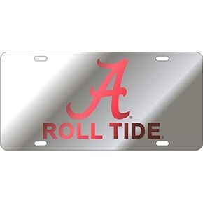 Dixie Dawgs Alabama Laser Cut Hand Assembled Acrylic Tag Silver Mirror