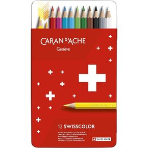 Caran d'Ache Swisscolor Metal Case with 12 Waterproof Colouring Pencils