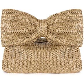 Mellshy Women Bow Purs Straw Woven Clutch Bag Handbags Summer Beach Bag Tote Bag Party Travel Wedding Bags in Kuwait