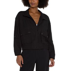 Liverpool Women's Textured Stretch Woven Utility Jacket with Cinch Hem