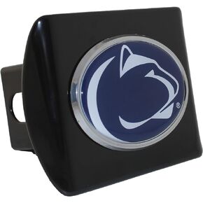 Penn State PSU Nittany Lions Navy Blue on Black Metal Hitch Cover