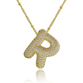 Gowplainet Bubble Letter Necklace Gold | 18K Gold Plated Jewelry | Initial Necklaces For Women | Balloon Initial Letter Pendant Necklace Fashion Jewelry Gifts for Women Girl