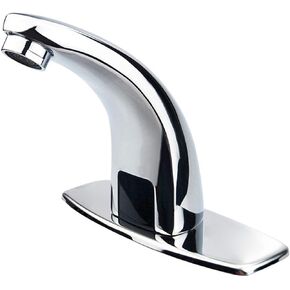 Lychee Light Touchless Bathroom Sink Faucet Automatic Sensor, Brass, Motion Bathroom Fixture Vanity Water Tap, with Temperature Control Mixer,3/8" 1/2" Adapter, 3 Hoses, Fashion, Chrome Plating