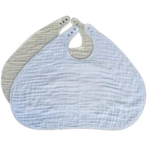 Jippli™ Burpy Cloths 2-Pack, Large-Sized, 100% Muslin Cotton- Max Coverage for Max Protection, Adustable