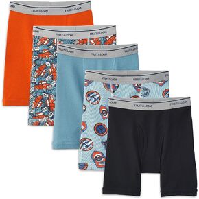 Fruit of the Loom Boys' 5 Pack Assorted Print Boxer Briefs
